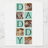 Modern Daddy Photo Collage Wijnfles Label Wijn Etiket (Enkel label)