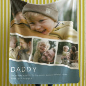 Modern Daddy Photo Strip Collage Blue Fleece Deken