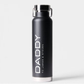 Modern daddy vaderdag kinder namen zwart waterfles (Voorkant)