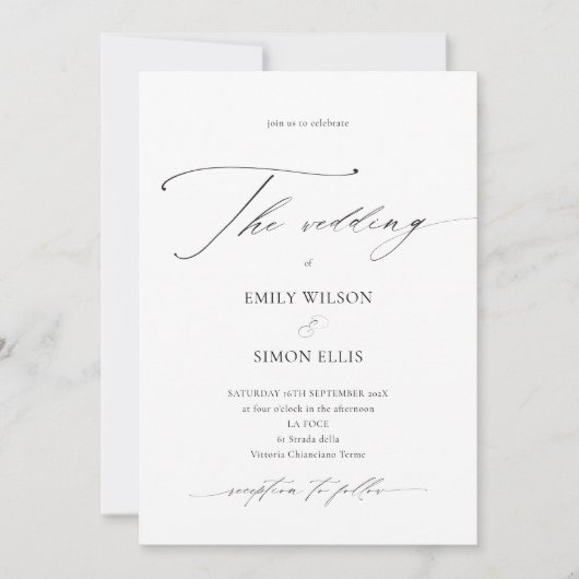 Modern Dainty Calligraphy Wedding Invitation Kaart (Voorkant)
