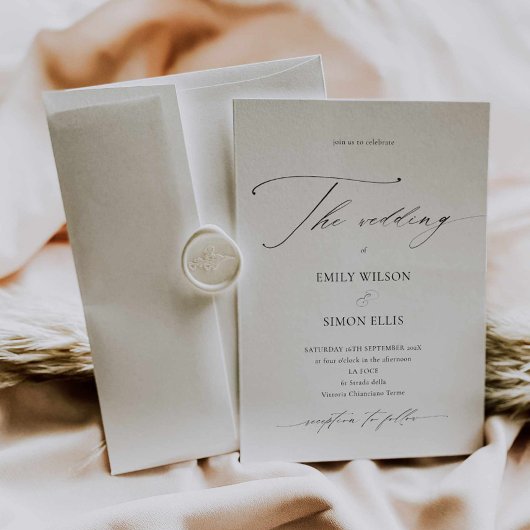 Modern Dainty Calligraphy Wedding Invitation Kaart