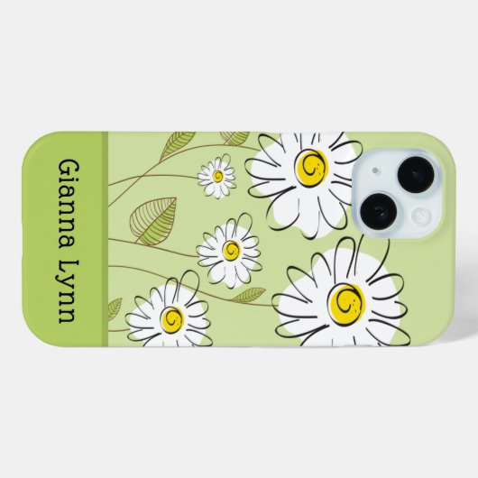 Modern Daisies Floral Monogram Case-Mate iPhone Case (Achterkant (horizontaal))