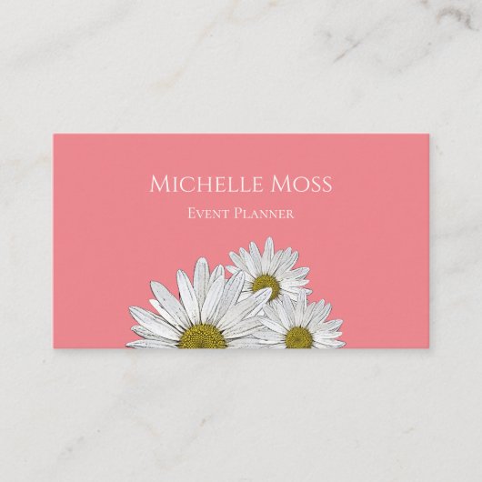 Modern Daisies Floral Trendy Pink Visitekaartje (Voorkant)