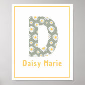 Modern Daisies Letter D Custom Nursery Print (Voorkant)