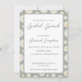 Modern Daisies over Grey Bridal Brunch Invite Kaart (Voorkant)