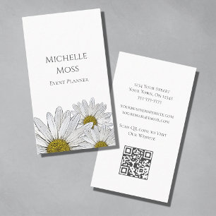 Modern Daisies QR code Trendy Floral Visitekaartje