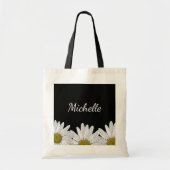 Modern Daisies Rustic Floral Black White Tote Bag (Voorkant)
