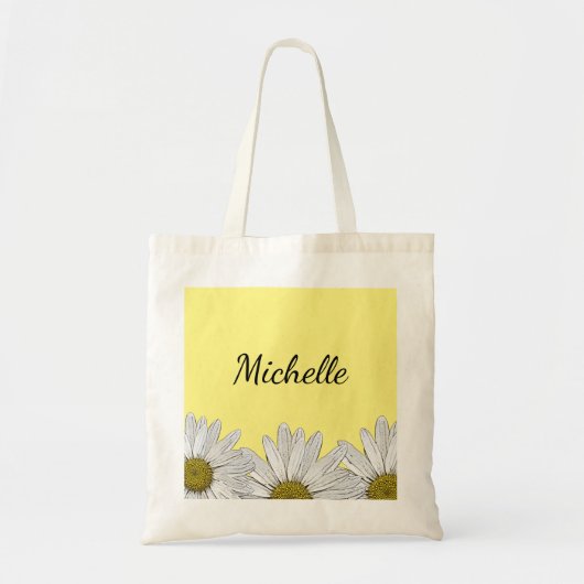 Modern Daisies Rustic Floral Yellow Black Tote Bag (Voorkant)