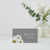 Modern Daisies Trendy Botanical Gray Visitekaartje (Staand voorkant)
