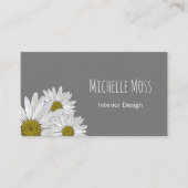 Modern Daisies Trendy Botanical Gray Visitekaartje (Voorkant)