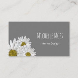 Modern Daisies Trendy Botanical Gray Visitekaartje