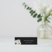 Modern Daisies Trendy Floral Black White Mini Visitekaartje (Staand voorkant)