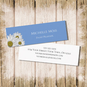 Modern Daisies Trendy Floral Country Blue Mini Visitekaartje