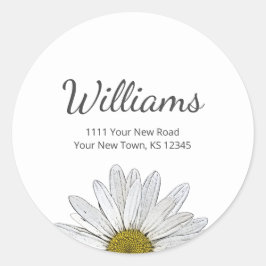 Modern Daisies Trendy Grey Script Return Address Ronde Sticker