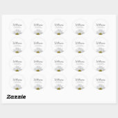 Modern Daisies Trendy Grey Script Return Address Ronde Sticker (Vel)