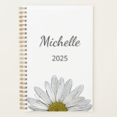 Modern Daisy 2025 Elegant Script Floral Botanical Planner (Voorkant)
