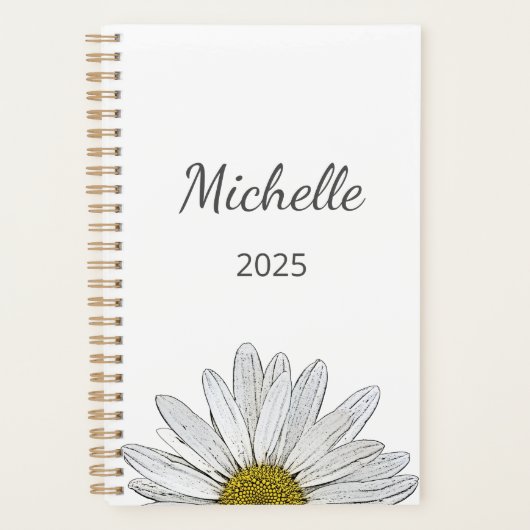 Modern Daisy 2025 Elegant Script Floral Botanical Planner (Voorkant)