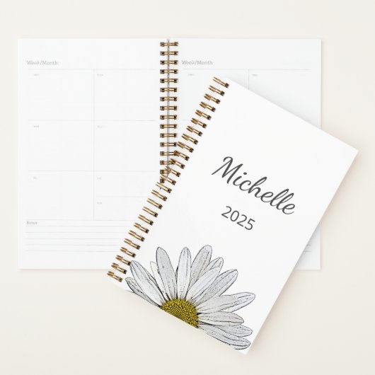Modern Daisy 2025 Elegant Script Floral Botanical Planner (Display)