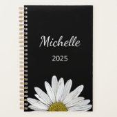 Modern Daisy 2025 Elegant Script Zwart Wit Planner (Voorkant)