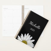 Modern Daisy 2025 Elegant Script Zwart Wit Planner (Display)