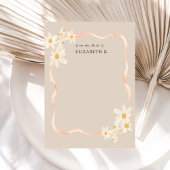 Modern Daisy Bloemen Bruine Naam Notitiekaartje