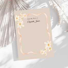 Modern Daisy Bloemen Bruine Naam Notitiekaartje