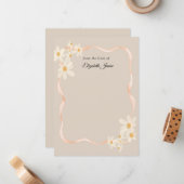 Modern Daisy Bloemen Bruine Naam Notitiekaartje (Voorkant / Achterkant in situ)