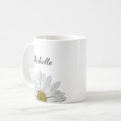 Modern Daisy Elegant Floral Koffiemok (Voorkant links)