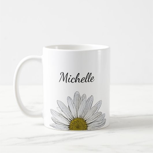 Modern Daisy Elegant Floral Koffiemok (Links)