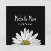 Modern Daisy Event Planner Botanisch Zwart Wit Vierkante Visitekaartje (Voorkant)