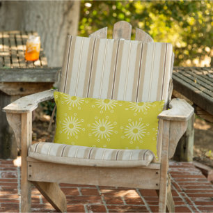 Modern Daisy Floral Chartreuse en Ivory Buitenkussen