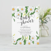 Modern Daisy Flowers Baby shower Invitation Kaart (Staand voorkant)