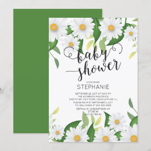 Modern Daisy Flowers Baby shower Invitation Kaart