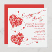 Modern Daisy Hearts Engagement Party Kaart (Voorkant / Achterkant)