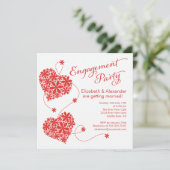 Modern Daisy Hearts Engagement Party Kaart (Staand voorkant)