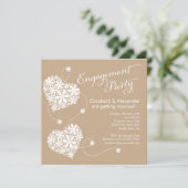 Modern Daisy Hearts Engagement Party Kaart (Staand voorkant)