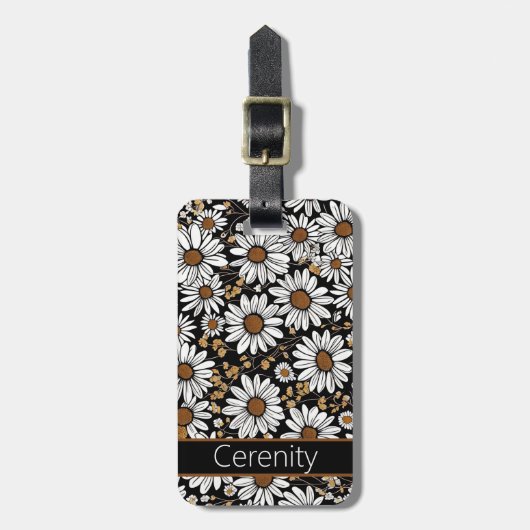Modern Daisy Pattern Bagagelabel (Voorkant verticaal)