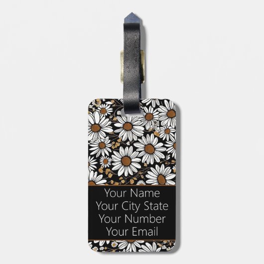 Modern Daisy Pattern Bagagelabel (Achterkant verticaal)