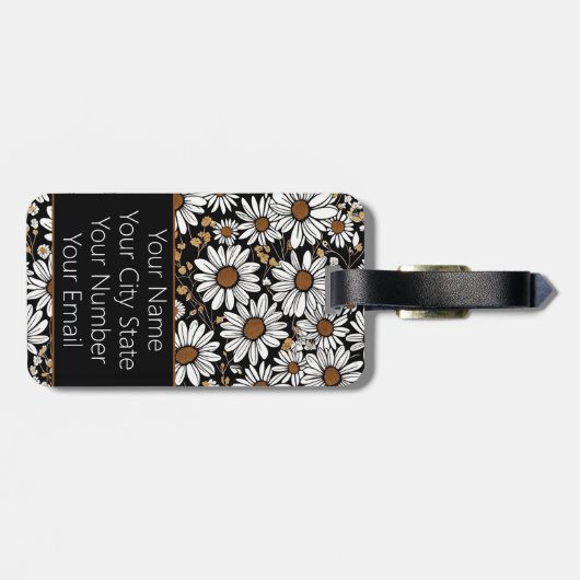 Modern Daisy Pattern Bagagelabel (Achterkant horizontaal)