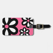 Modern Daisy Personalized Bagagelabel - Roze (Voorkant horizontaal)