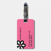 Modern Daisy Personalized Bagagelabel - Roze (Achterkant verticaal)