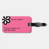 Modern Daisy Personalized Bagagelabel - Roze (Achterkant horizontaal)