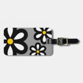 Modern Daisy Personalized Bagagelabel Yellow/Gray (Voorkant horizontaal)