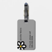 Modern Daisy Personalized Bagagelabel Yellow/Gray (Achterkant verticaal)