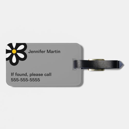 Modern Daisy Personalized Bagagelabel Yellow/Gray (Achterkant horizontaal)