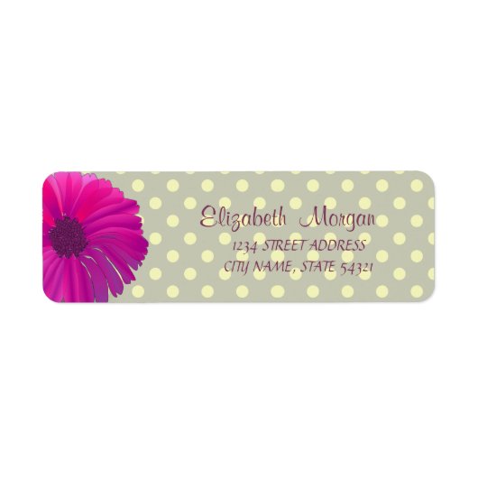 Modern, Daisy, Polka Dots Address Label (Voorkant)