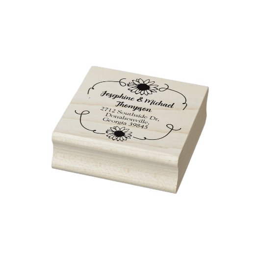 Modern Daisy Return-adres Rubberstempel (Stempel)