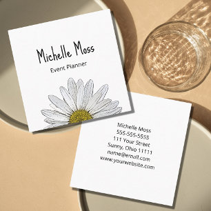 Modern Daisy Simple Botanical Event Planner Vierkante Visitekaartje
