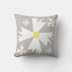 Modern Daisy Yellow en Grey Floral Pattern Kussen