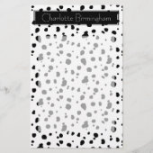 Modern Dalmatian Print & Name Briefpapier (Voorkant)